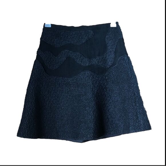 RAOUL Intarsia Waves Wool Blend A-Line Skirt - 4 - Picture 1 of 13